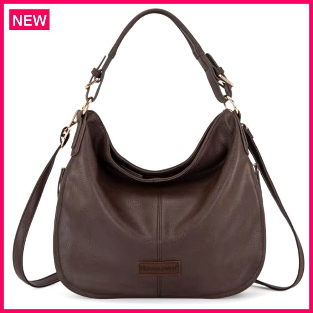 Large Vegan Leather Hobo Bag with Adjustable Strap, Multiple Pockets - Picture 2 of 8